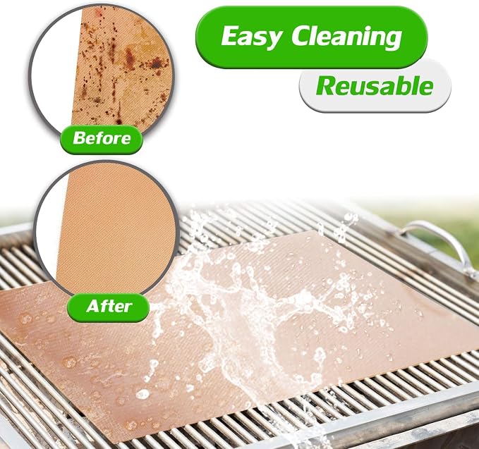 Copper Grill Mats for Gas Grill, Set of 9, 15.75 x 13 Inch | Non-Stick Copper Sheets for Outdoor Grill Cooking and Grilling