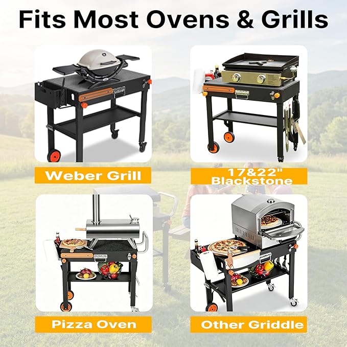 Foldable Heavy-Duty Grill Cart, Blackstone Stand Compatible with Blackstone 17/22”Griddle, Grill Table Designed for Outdoor and BBQ Enthusiasts, Easy to Move, Ideal for Camping and Backyard Party