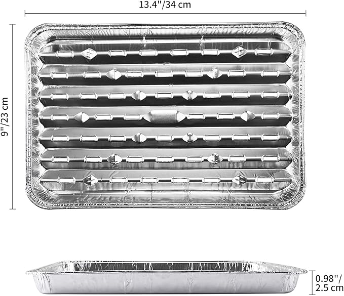 30-Pack Disposable Grill Toppers, Aluminum Foil Grill Pans with Holes, Grill Accessories for Barbecue, Outdoor Cooking and Camping