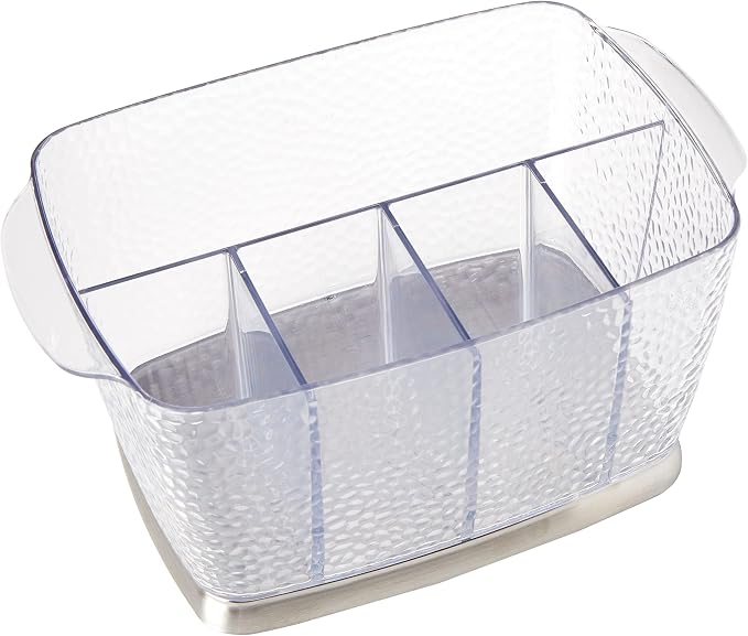 iDesign Rain Plastic Silverware Caddy Organizer Flatware Holder for Kitchen Countertop Storage, Dining Table, Outdoor Patio, Picnic Tables, Clear | Flatware Holder, Kitchen Countertop Storage, Dining, Outdoor Patio, Picnic Tables