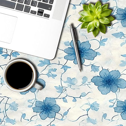 Blue Flower Rectangle Tablecloth Perfect for Spring Home Decor 52x70 Inch Blooming Floral Washable Table Cover Watercolor Rustic Table Cloth Dust-Proof for Farmhouse Decoration Buffet Picnic