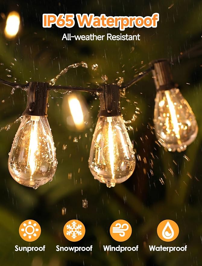 Larkvue 25FT LED Outdoor String Lights, 10+1 Edison S11 Dimmable Bulb Waterproof Patio Lights, Connectable Outside Hanging Strand for Backyard Garden