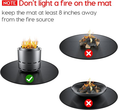 38" Fireproof Fire Pit Mat for Solo Stove Bonfire, 5-Layer Round Grill Mats for Outdoor Grill Deck Protector, Waterproof Pad for Solo Stove Accessories, BBQ Mat for Patio