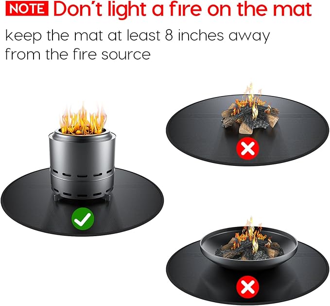 48" Fireproof Fire Pit Mat for Solo Stove Yukon, 5-Layer Round Grill Mats for Outdoor Grill Deck Protector, Waterproof Pad for Camping Accessories, BBQ Mat for Patio