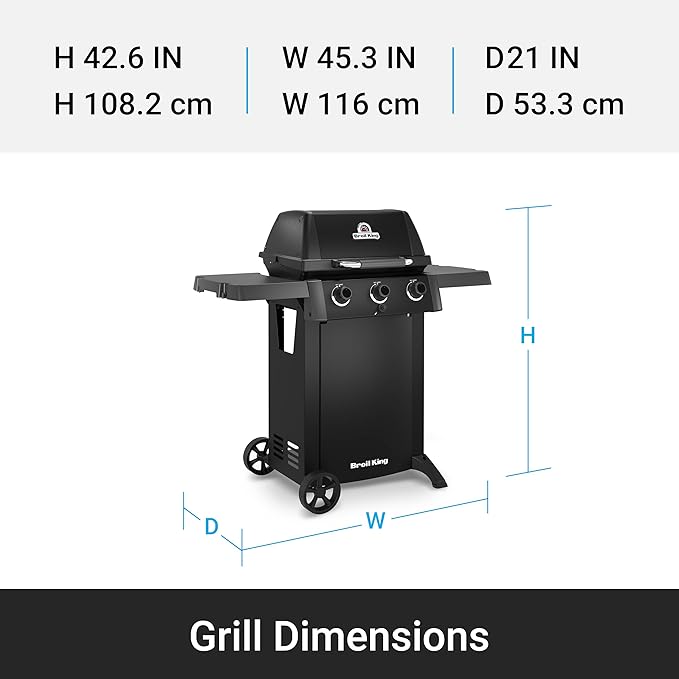 Broil King 814954 Gem 310 Shadow 3-Burner Propane Gas Grill in Black
