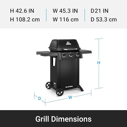 Broil King 814954 Gem 310 Shadow 3-Burner Propane Gas Grill in Black