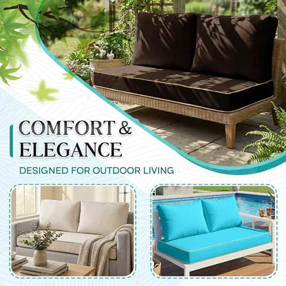 Outdoor Loveseat Cushion Set - High Back Deep Seat Patio Sofa & Back Pillows, Thick Comfort Foam 45x22 for Porch Deck Garden Furniture Replacement (Teal Blue)