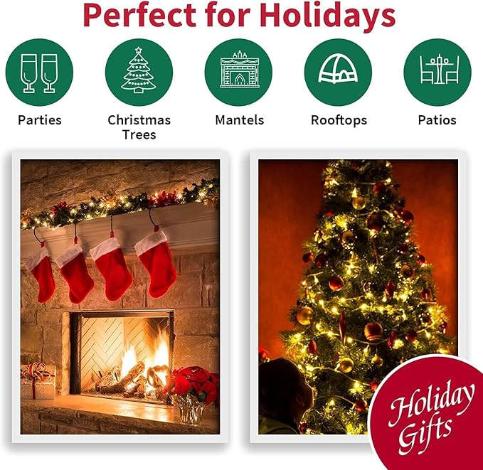 66ft Christmas Decorative Mini Lights,200 LED Green Wire Fairy Starry String Lights Plug in, 16Lighting Modes, for Indoor Outdoor Xmas Tree Wedding Party Decoration (Warm White)