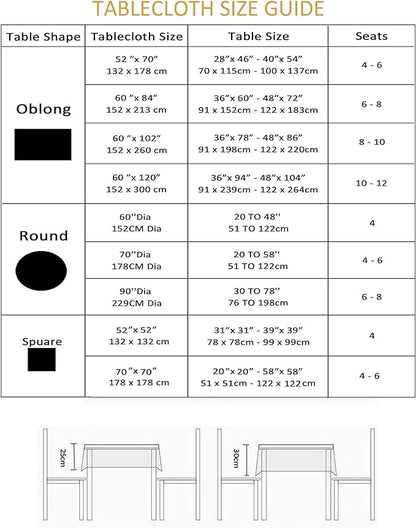 EHouseHome Outdoor Indoor 60inch Round Tablecloth with Umbrella Hole and Zipper, Waterproof Zippered Patio Cloths, Spring/Summer Table Covers for Backyard Circular Table/BBQs/Picnic