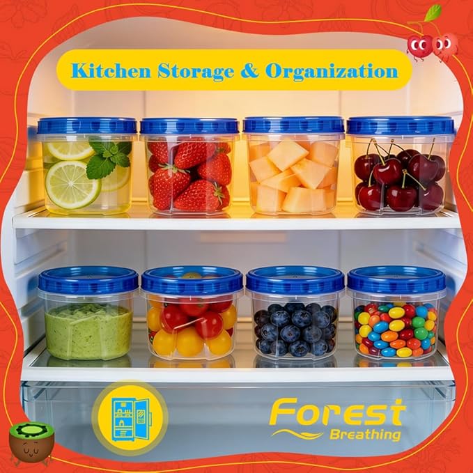 10 Pack 17oz Small Freezer Food Storage Containers with Twist Top Lids | BPA-Free Reusable Plastic Food Containers with Screw on Lids for Meal Prep, Soup, Snacks, Leftovers, Yogurt & Small Portions