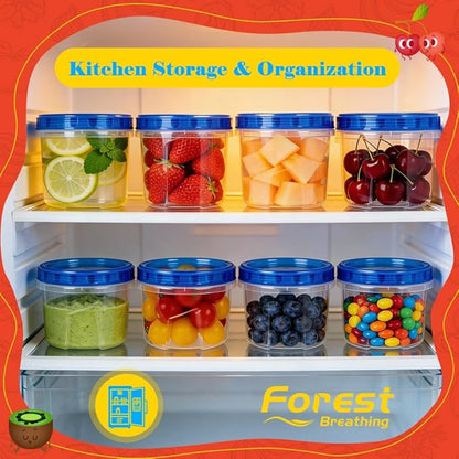 10 Pack 17oz Small Freezer Food Storage Containers with Twist Top Lids | BPA-Free Reusable Plastic Food Containers with Screw on Lids for Meal Prep, Soup, Snacks, Leftovers, Yogurt & Small Portions