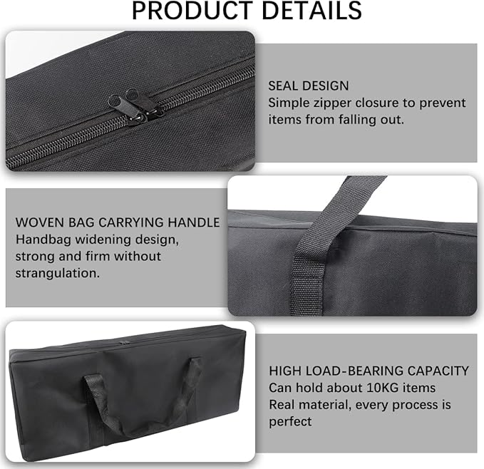 BBQ Tools Carry Bag,Large Capacity Oxford Grill Tool Carry Bag, Waterproof Outdoor BBQ Grill Accessories Bag for Picnic Cooking Camping Trip (Black,24.8x 5.12 x 9.45inch)