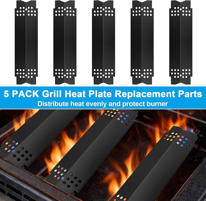 Grill Replacement Parts Kit for Nexgrill 5 Burner 720-0888 720-0888N 720-0888S and 4 Burner 720-0830H 720-0830 720-0830D Set of 2 Grill Grates and 5 Heat Plates and 5 Burner Tubes for Nexgrill Parts