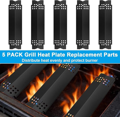 Grill Replacement Parts Kit for Nexgrill 5 Burner 720-0888 720-0888N 720-0888S and 4 Burner 720-0830H 720-0830 720-0830D Set of 2 Grill Grates and 5 Heat Plates and 5 Burner Tubes for Nexgrill Parts