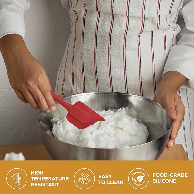 Mrs. Anderson’s Baking Silicone Spatula, Flexible And Nonstick, One-Piece Design, Red, For Mixing, Folding, Scraping, Baking, And Cooking