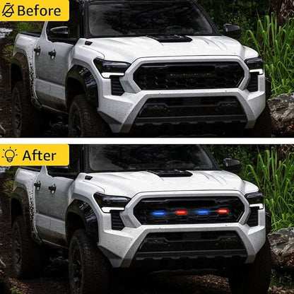 Grill Light For Tacoma TRD Off-Road 2024 2025, Smoked Shell Red Blue LED Front Grille Lights For Tacoma Pre Runner/Sport