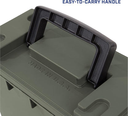 Sheffield 12626 Ammo Storage Box, Stackable .30 Cal Field Boxes, Water and Dust Resistant, Lockable Storage Box with Handle, Secures Hunting Gear, Supplies, and Bullets, Made in USA, Green, 1-Pack | Lockable Storage Box, Water and Dust Resistant Dry Bo...