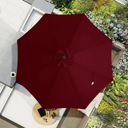 MASTERCANOPY Patio Umbrella 10 ft Replacement Canopy for 8 Ribs-Burgundy Canopy Only