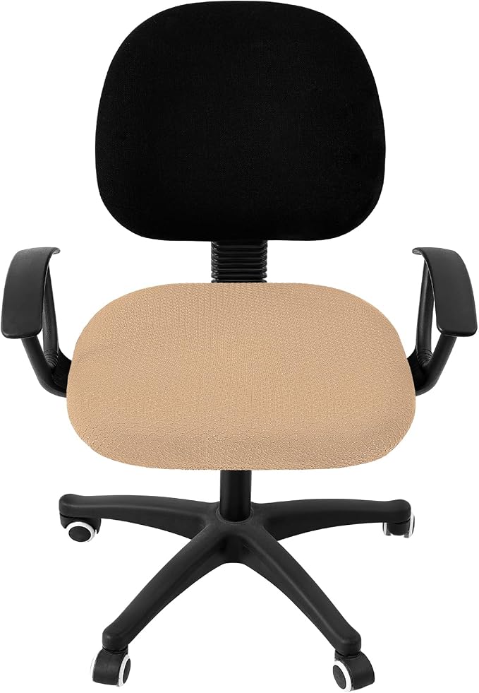Smiry Office Computer Chair Seat Covers for Desk, Anti-dust Protector | Stretch Jacquard Removable Washable Desk Chair Seat Cushion Protectors, Camel