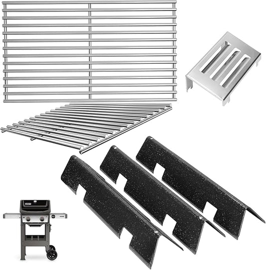 GS4 Spirit II Grill Parts for Weber Spirit 2 Replacement Parts Spirit II 200 SER Parts for Weber GS4 Spirit 2 Flavorizer Bars 7635 67045 3400301, 7637 7849 Stainless Steel Grates, Heat Deflector 67060