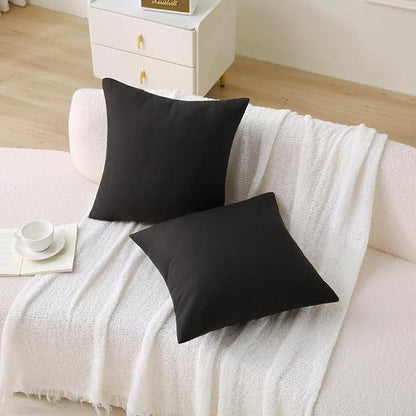 Outdoor Throw Pillows with Inserts, Waterproof Pillows for Outdoor Seating, Square Decorative Garden Cushion for Patio Furniture, Bed, Couch, Sofa(Black, 18" x 18" (Pack of 2))