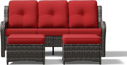 Joyside Outdoor Patio Couch Set, Outdoor Wicker Sofa with High Back, Deep Seating, Wide Armrest, Thickened Cushions, Patio Sofa for Deck, Porch Use