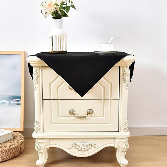 Wolkemer 2 Pack Small Square Tablecloth 24 x 24 Inch Washable Fabric Table Cloth Solid Black Table Cover for Nightstand End Bedside Table Tabletop Decoration
