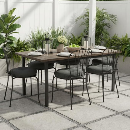15 x 15 Round Bistro Chair Cushion, Reversible Patio Seat Cushion with Attached Ties, Polyester Fabric, Recycled Polyfiber Fill, Set of 2 - Carbon