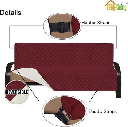Easy-Going Reversible Couch Cover, Large Futon Sofa, Christmas Red/Ivory | Machine Washable Slipcover For Dogs, Water Resistant Furniture Mat For Living Room, Non-Slip Sofa Cover, Pet Friendly