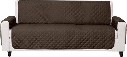 Furhaven Water-Resistant & Reversible Sofa/Couch Cover Protector for Dogs, Cats, & Children - Two-Tone Pinsonic Quilted Living Room Furniture Cover - Espresso/Clay, Sofa