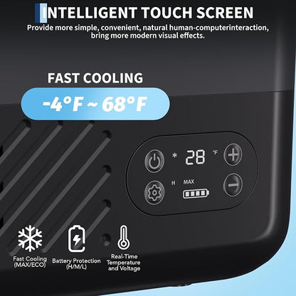 12 Volt Refrigerator, 13QT 12V Car Fridge, Portable Freezer Compressor Electric Cooler, 12/24V DC 110-240V AC, Portable Refrigerator for RV/Truck/Camping, -4°F to 68°F Internal Battery (Not Included)