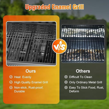 Electactic Propane Gas Grill, 3-Burner 24,000 BTU Stainless Steel BBQ Grill with Foldable Shelf for Outdoor Barbecue and Cooking