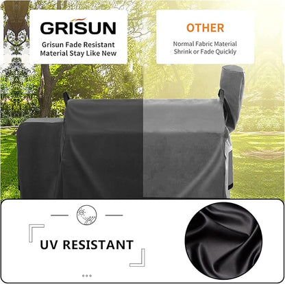 Grisun Grill Cover for Traeger Pro 34, Pro 780 Series Wood Pellet Grill, BBQ Smoker Cover for Texas Elite 34, Eastwood 34 Series, Z Grills 700, 550, 600, 600D Fabric, Waterproof, Anti-Fade, Black