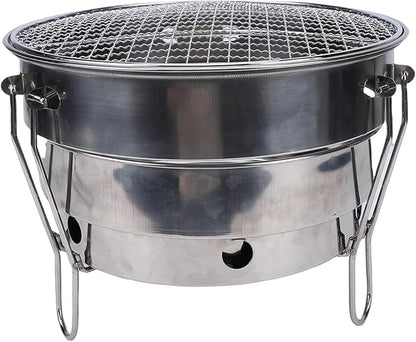 Keenso Portable Charcoal Grill, Stainless Steel, Foldable Design, Ideal for Camping and Backyard Cookouts (CW305 28 BBQ Grill)