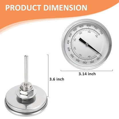 74402 Thermometer for Pit Boss 700Classic, 820/1000 Series, Replace PB1230G | for Pit Boss PB700FB PB700D PB700S PB700SC PB820FB PB820D PB820D2 PB820D3, Replaces Pb1230g, 150-750°F, Waterproof/Fog-proof