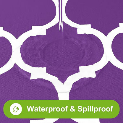 Smiry Picnic Fitted Table Cover, 6 Foot Flannel Backed Vinyl Tablecloth | Waterproof Elastic Stretch Table Cloth, Wipeable Plastic Tablecloth for Camping, Indoor & Outdoor (Purple, 30" x 72")