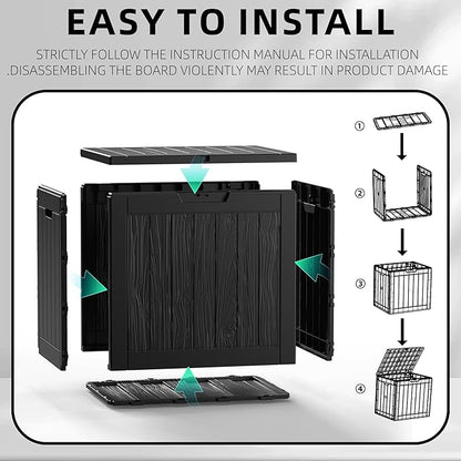 ROJIK 31 Gallon Outdoor Storage Box,Deck Box - Waterproof Patio Furniture, Garden Tools, Cushions, Pool Accessories Storage Bench with Lockable Lid and Side Handles (Black)