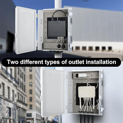 Namunanee Outdoor Electrical Junction Box with High Power Outlet, 16" H* 12" L* 5.9" W, ABS Water Resistant Enclosure with Internal Mounting Panel & Hinged Cover.