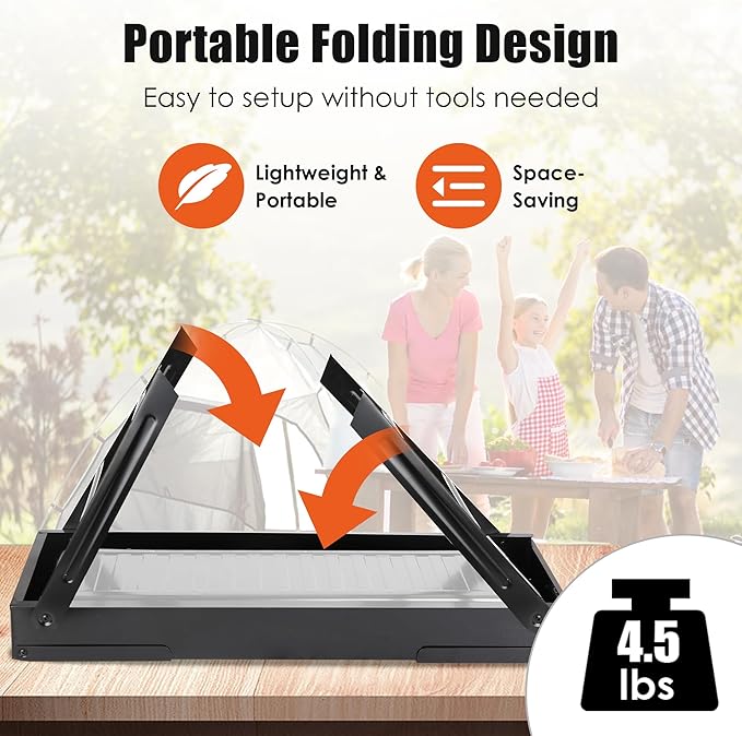 Portable Charcoal Grill with Side Table– Foldable Tabletop BBQ Grill for Outdoor Cooking, Camping, Picnics & Travel | Compact & Lightweight| Smoky Flavor & Easy to Clean