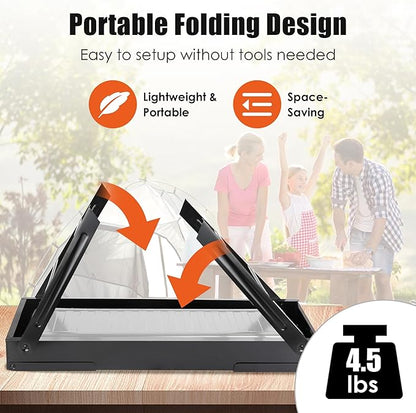 Portable Charcoal Grill with Side Table– Foldable Tabletop BBQ Grill for Outdoor Cooking, Camping, Picnics & Travel | Compact & Lightweight| Smoky Flavor & Easy to Clean