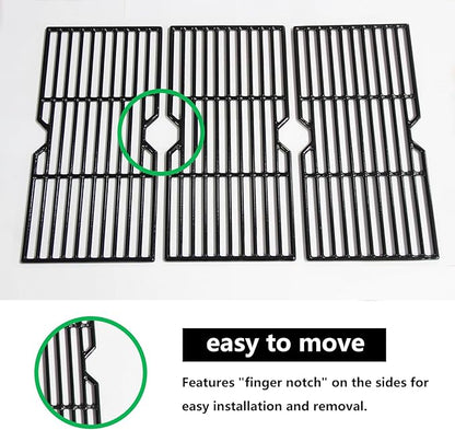 Hongso 16 7/8" Polished Porcelain Coated Cast Iron Grill Grates 463436215 Replacement for Charbroil 463420508 463440109 463439915 463434313 461471717 463436214 Thermos 461442114 Grill Models, 3-Pack