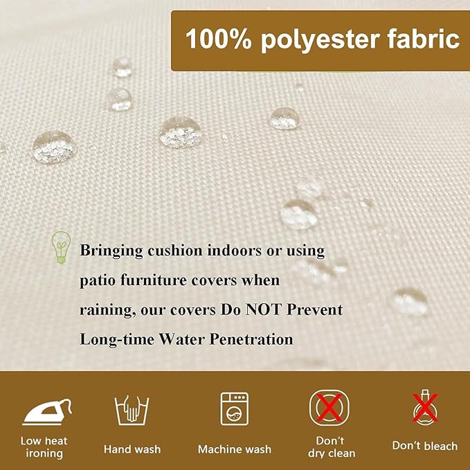 14 Piece Outdoor Patio Cushion Cover Replacement, Waterproof Patio Cushion Covers, Outdoor Furniture Cushion Covers Set for 6 Seat Wicker Rattan Sofa (Off-White)