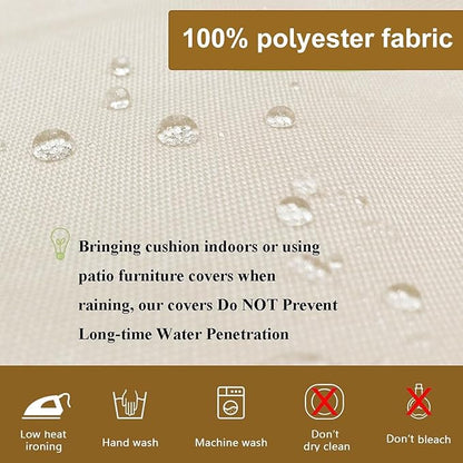14 Piece Outdoor Patio Cushion Cover Replacement, Waterproof Patio Cushion Covers, Outdoor Furniture Cushion Covers Set for 6 Seat Wicker Rattan Sofa (Off-White)