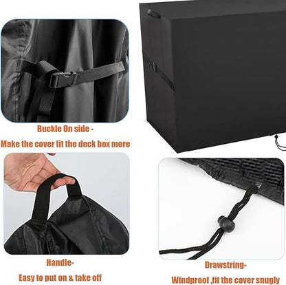 Outdoor Storage Box Cover-59.7"L x 28.5"W x 35.4"H | Waterproof Outside Patio Storage Bench Deck Boxes Covers Resin Storage Bin Cover