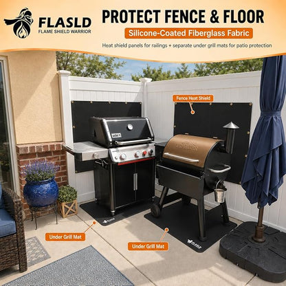 Heat Shield Behind Grill Heat Shield Mat for Wall, Deck Fence, Railing, Grill and Refrigerator, Heavy Duty Fireproof Cover and Screen Protect Deck Railing from Grill, 5'x8'