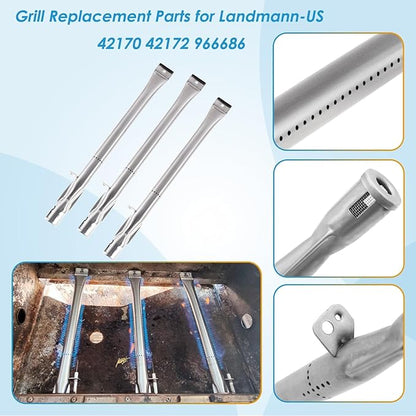 Grill Replacement Parts Kits for Landmann-US 3 Burner 42170 42172 966686, Stainless Steel Heat Plates and Burners landmann grill replacement parts