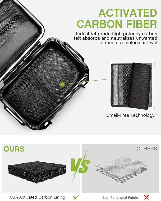 OZCHIN Storage Box - Hard Shell Joint Case, Waterproof & Airtight Storage Box with Activated Carbon Lining - Portable Odorless Box for Travel, Hiking & Outdoor