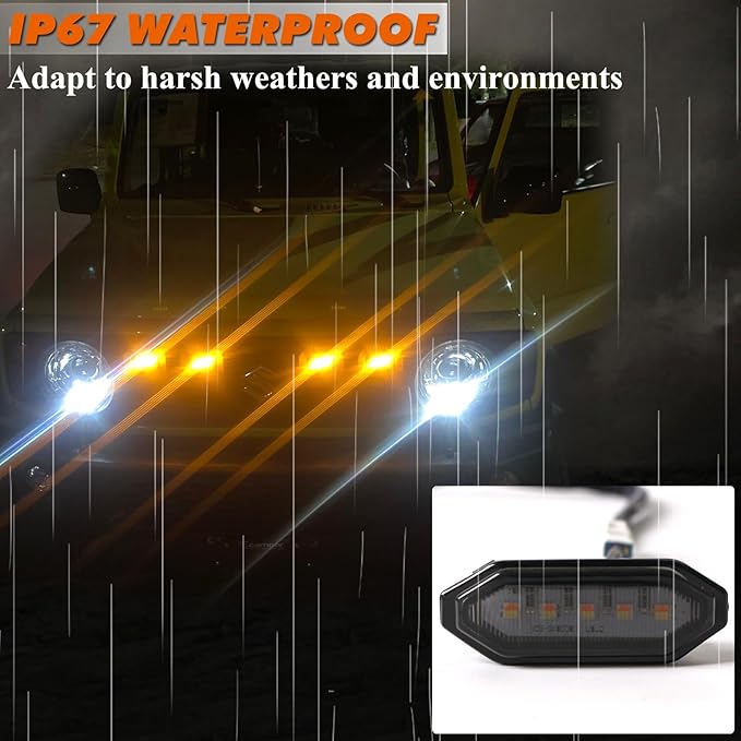 Front Grille Light White/Amber Center Grille Lights Decorative Lights Compatible with Suzuki Jimny JB64 JB74 2019 2020 2021 2022 2023