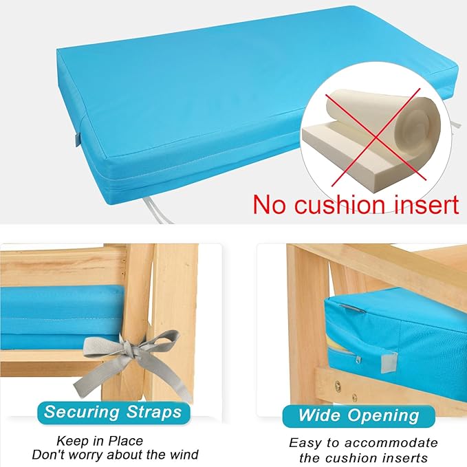NettyPro Patio Bench Swing Loveseat Cushion Covers 59 Inch, Outdoor Furniture Cushion Slipcovers with Zipper, Water Resistant UV Protection, Replacement Cover Only