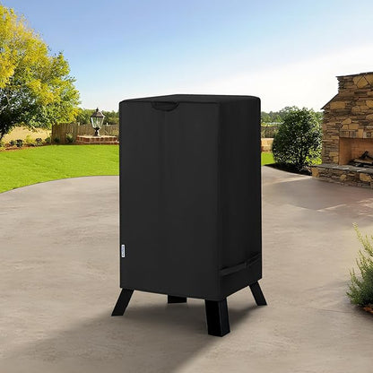 SunPatio Smoker Cover 30 Inch, Square Vertical Electric Smoker Cover, Outdoor Waterproof Digital Smoker BBQ Grill Cover Compatible for Masterbuilt Smoke Hollow Pit Boss Smoker etc., 20"W x 17"D x 31"H